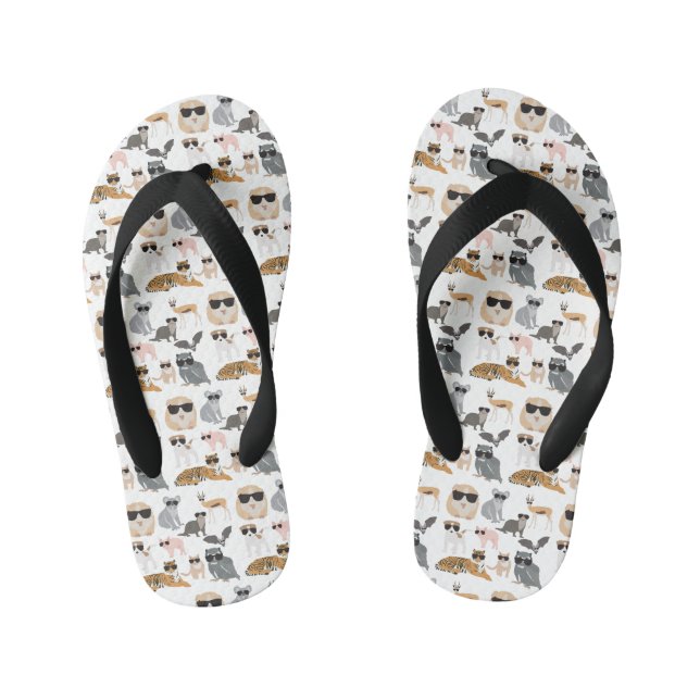 Tongs Enfants Animaux cool et amusants portant des lunettes de s (Semelle)