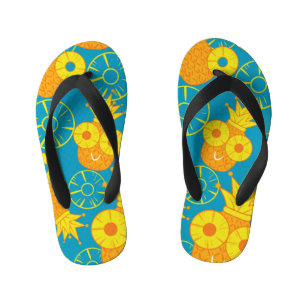 Tongs Enfants Anneaux d'ananas : Caricature de Doodle Vintage.