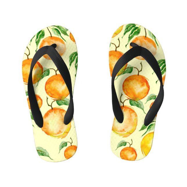 Tongs Enfants Aquarelle agrumes, motif tropical. (Semelle)