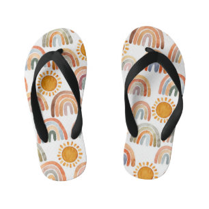 Tongs Enfants Aquarelle Arcs-En-Ciel Et Tonalité Solaire  