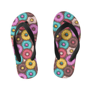 Tongs Enfants Aquarelle colorée beignets avec Motif d'arrosage