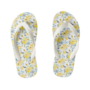 Tongs Enfants Aquarelle jaune et bleu Motif