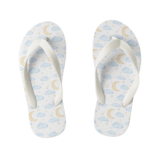 Tongs Enfants Aquarelle Lune étoiles et nuages Motif (Semelle)