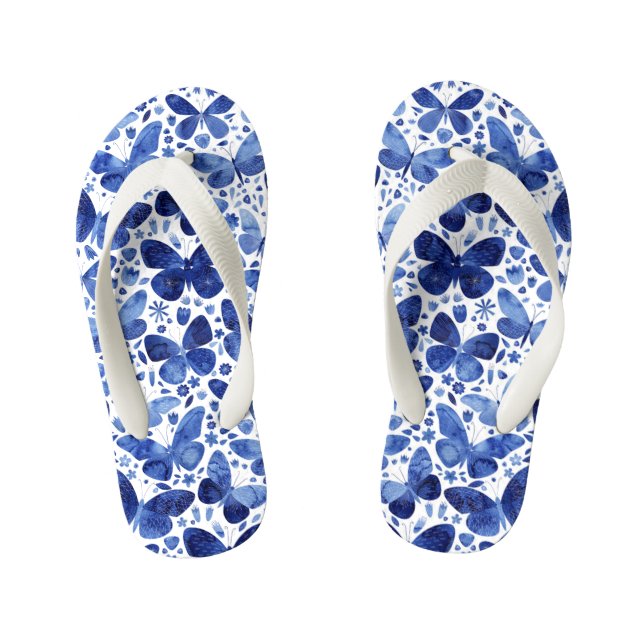 Tongs Enfants Aquarelle papillon bleu (Semelle)