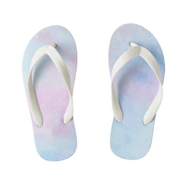 Tongs Enfants Aquarelle rêveuse rose bleu turquoise (Semelle)