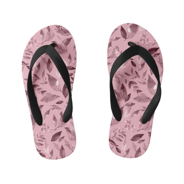 Tongs Enfants Aquarelle tombée feuilles 3 (Semelle)
