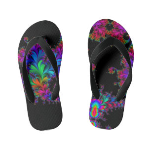 Tongs Enfants art fractal floral arc-en-ciel