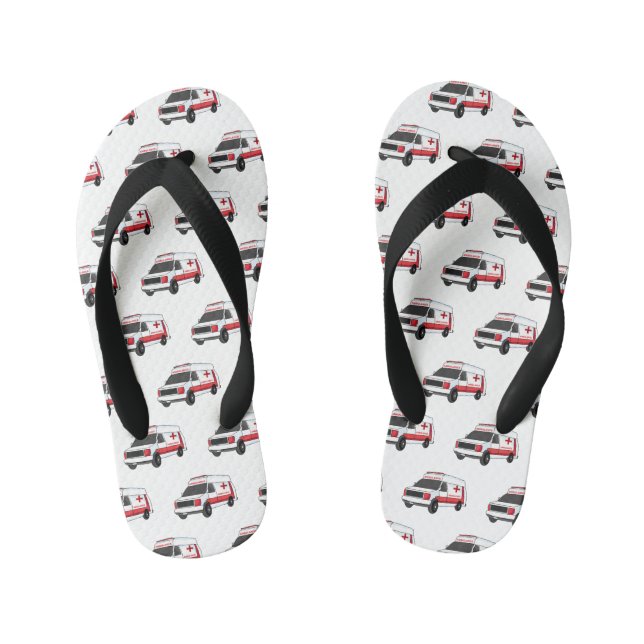 Tongs Enfants Belle ambulance rouge caricature van (Semelle)