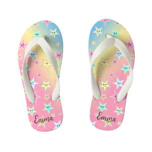 Tongs Enfants Belles étoiles avec des visages aux couleurs paste