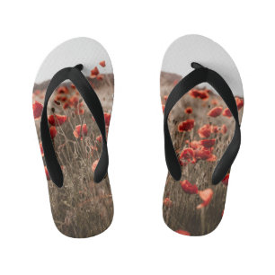 Tongs Enfants belles fleurs de coquelicot