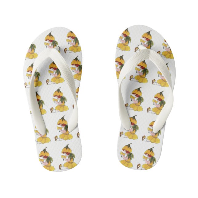 Tongs Enfants Beurre mignonne Fleur enfant Floral Fille drôle (Semelle)