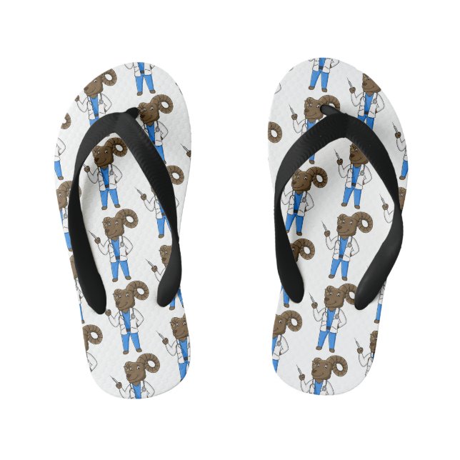 Tongs Enfants Bighorn sheep doctor cartoon illustration (Semelle)