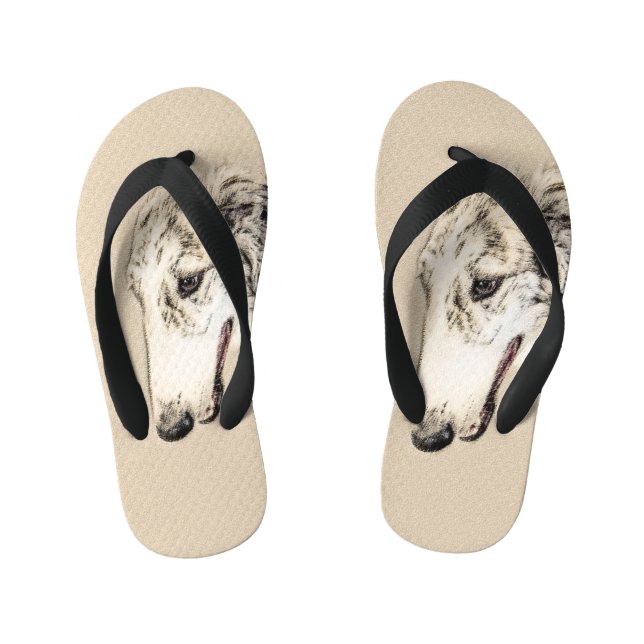 Tongs Enfants Borzoi (Argent Brindle) Peinture Chien Art origina (Semelle)