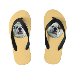 Tongs Enfants Bulldog Painting - Joli art original chien
