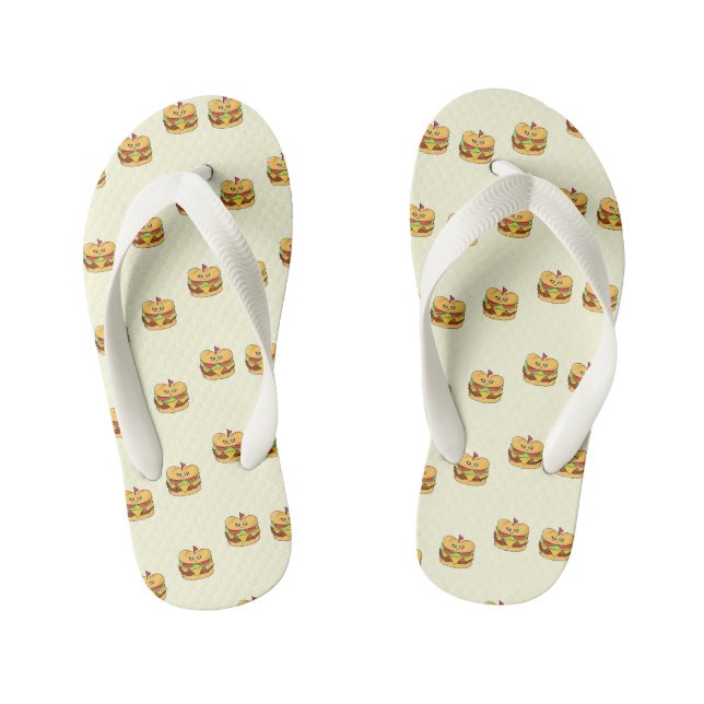 Tongs Enfants Burgers Cute kawaii motif à la crème (Semelle)