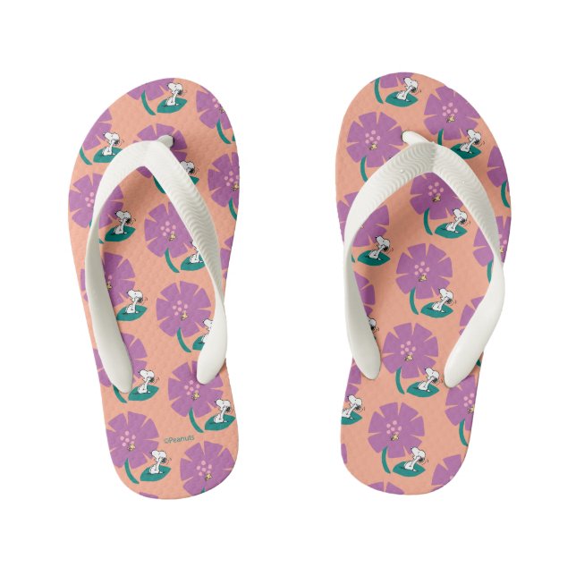 Tongs Enfants cacahuètes | Illustration de la nature Fleur pourp (Semelle)