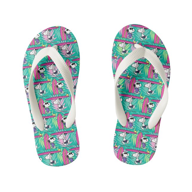 Tongs Enfants cacahuètes | Snoopy Turquoise Surf Motif (Semelle)