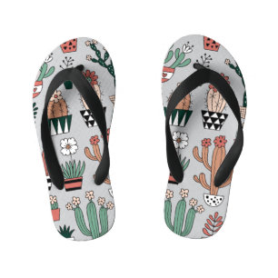 Tongs Enfants Cactus en fleurs mignons : Motif à main
