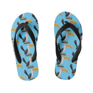 Tongs Enfants Calao à bec jaune drôle de dessin animé safari ois