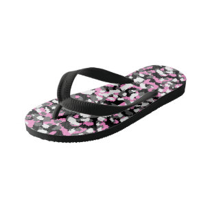 Tongs Enfants Camo rose, noir, blanc et gris abstrait