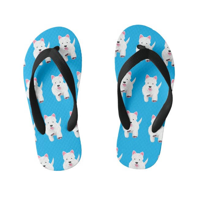 Tongs Enfants Caricature blanche de terrier de l'ouest (Semelle)