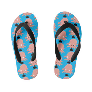 Tongs Enfants Caricature de bébé pieuvre rose mignonne humour