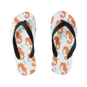 Tongs Enfants Caricature de bulles d'hippocampe orange