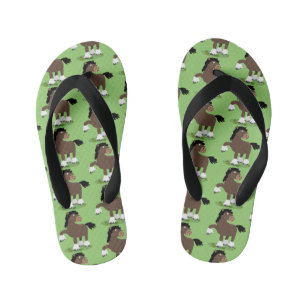 Tongs Enfants Caricature de cheval de trait de Cute Clydesdale