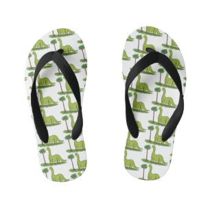 Tongs Enfants Caricature de dinosaure de brontosaurus vert migno