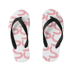 Tongs Enfants Caricature de vers de terre rose joli