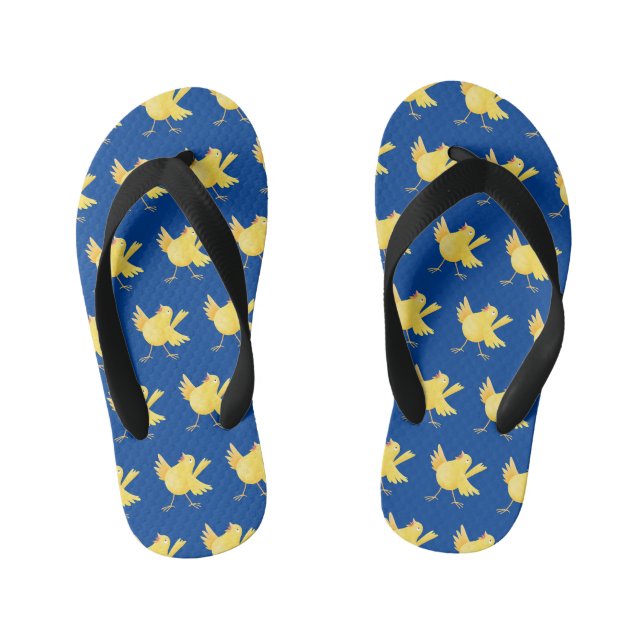 Tongs Enfants Caricature d'oiseau canari jaune chantant mignon (Semelle)