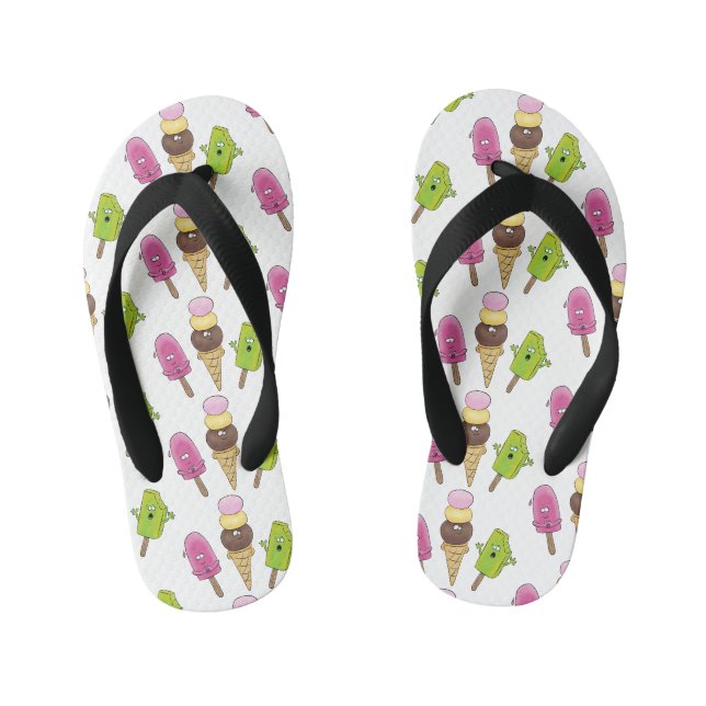 Tongs Enfants Caricature drôles de glace popsicle dessin animé t (Semelle)