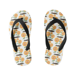 Tongs Enfants Caricature joli tournesol souriant illustration