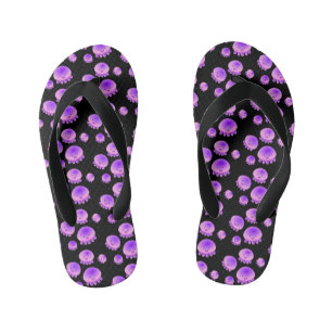 Tongs Enfants Caricature kawaii de méduse violette rose mou