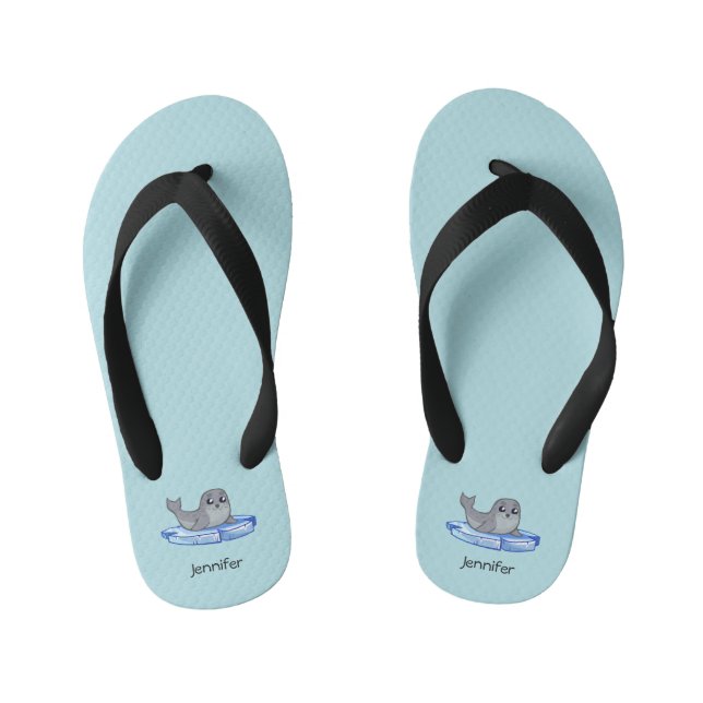 Tongs Enfants Caricature pour bébés phoques nom enfants pantoufl (Semelle)