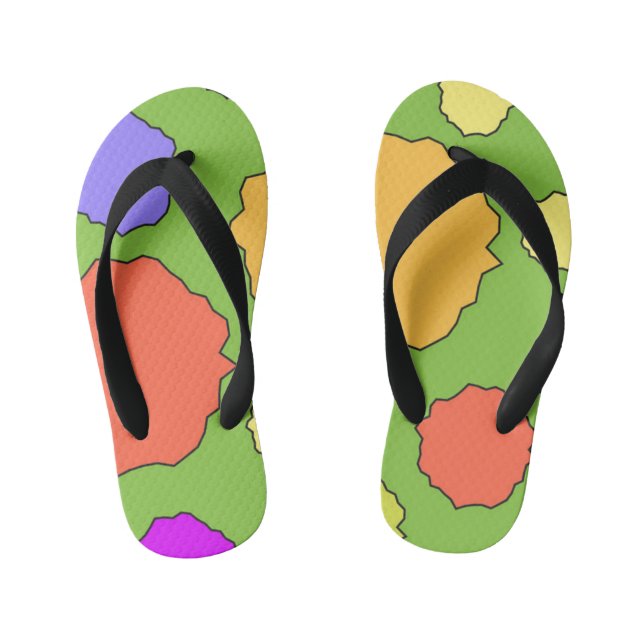 Tongs Enfants Cercles rétro colorés géométriques funky (Semelle)