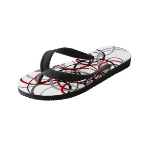 Tongs Enfants Cercles rouges, gris et noirs