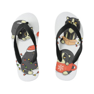 Tongs Enfants Chats de Noël mignons et amusants