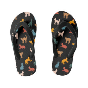 Tongs Enfants Chats sur le noir
