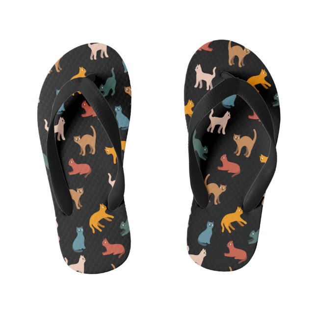 Tongs Enfants Chats sur le noir (Semelle)