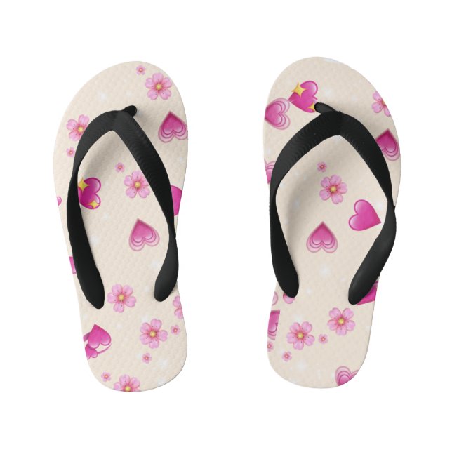 Tongs Enfants "Chaussons Pink Heart Love" (Semelle)