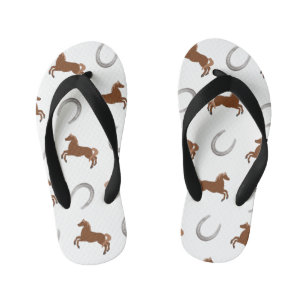 Tongs Enfants Cheval Brown et fer à cheval gris Design pour enfa