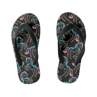 Tongs Enfants Cheval Enseigne au Néon Style Rétro Glitch