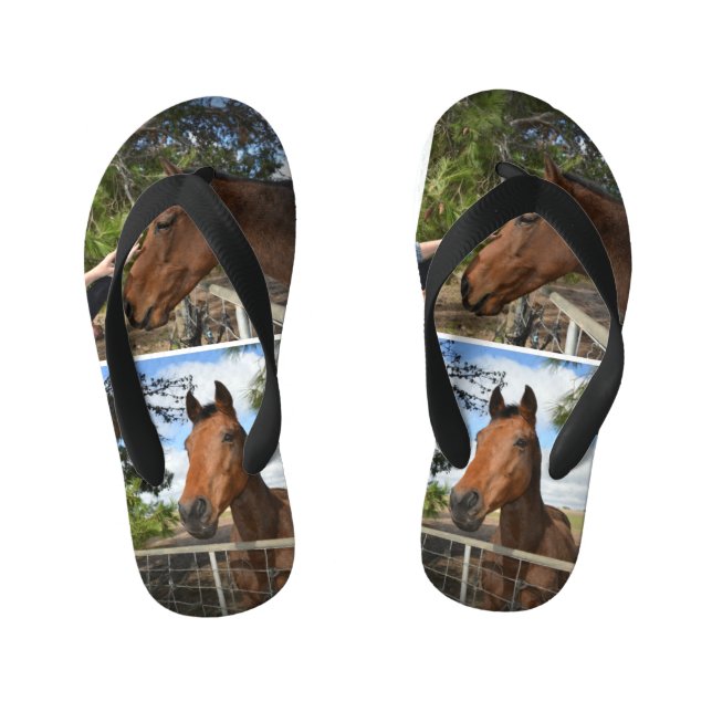 Tongs Enfants Chevaux Brown, (Semelle)