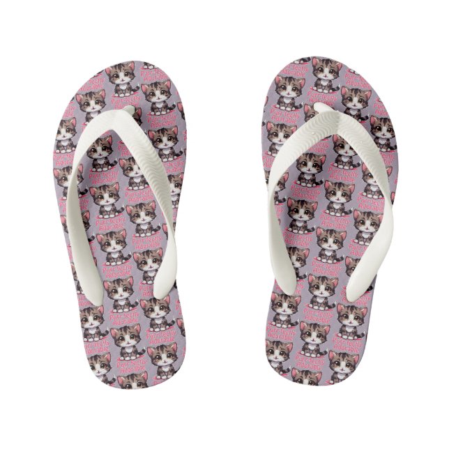 Tongs Enfants Chibi Kawaii Kitten Purr parfaitement adorable en  (Semelle)