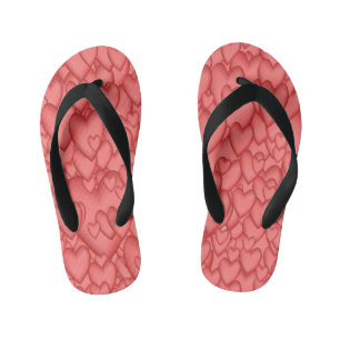 Tongs Enfants Coeurs d'amour rose Décoratif