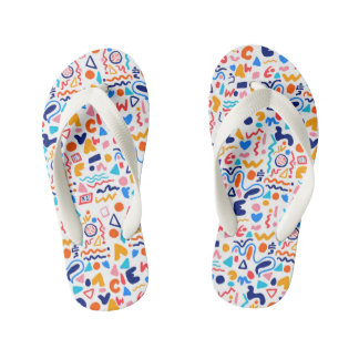 Tongs Enfants 🌈 Colorful Doodle Pattern Flip Flops
