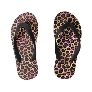 Tongs Enfants Conception de série Leopard violet et or 4