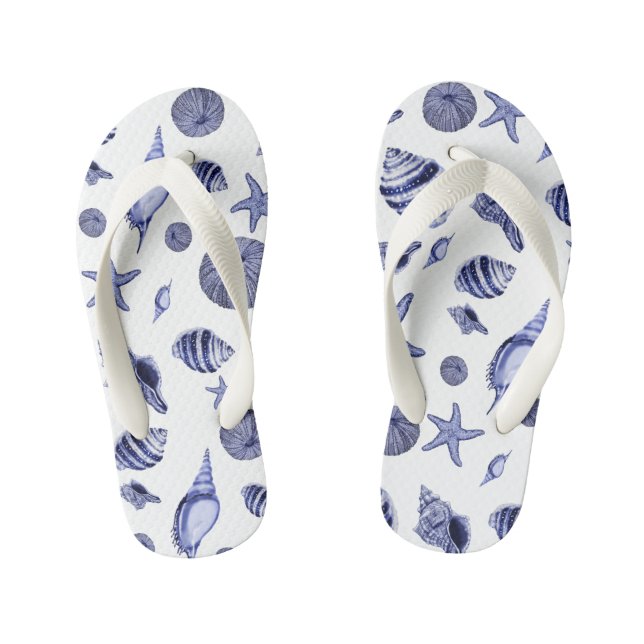 Tongs Enfants Coquillages bleus et blancs  (Semelle)