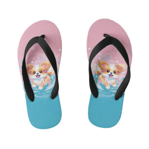 Tongs Enfants Coupe Papillon Joueuse : Tache de rose et de bleu